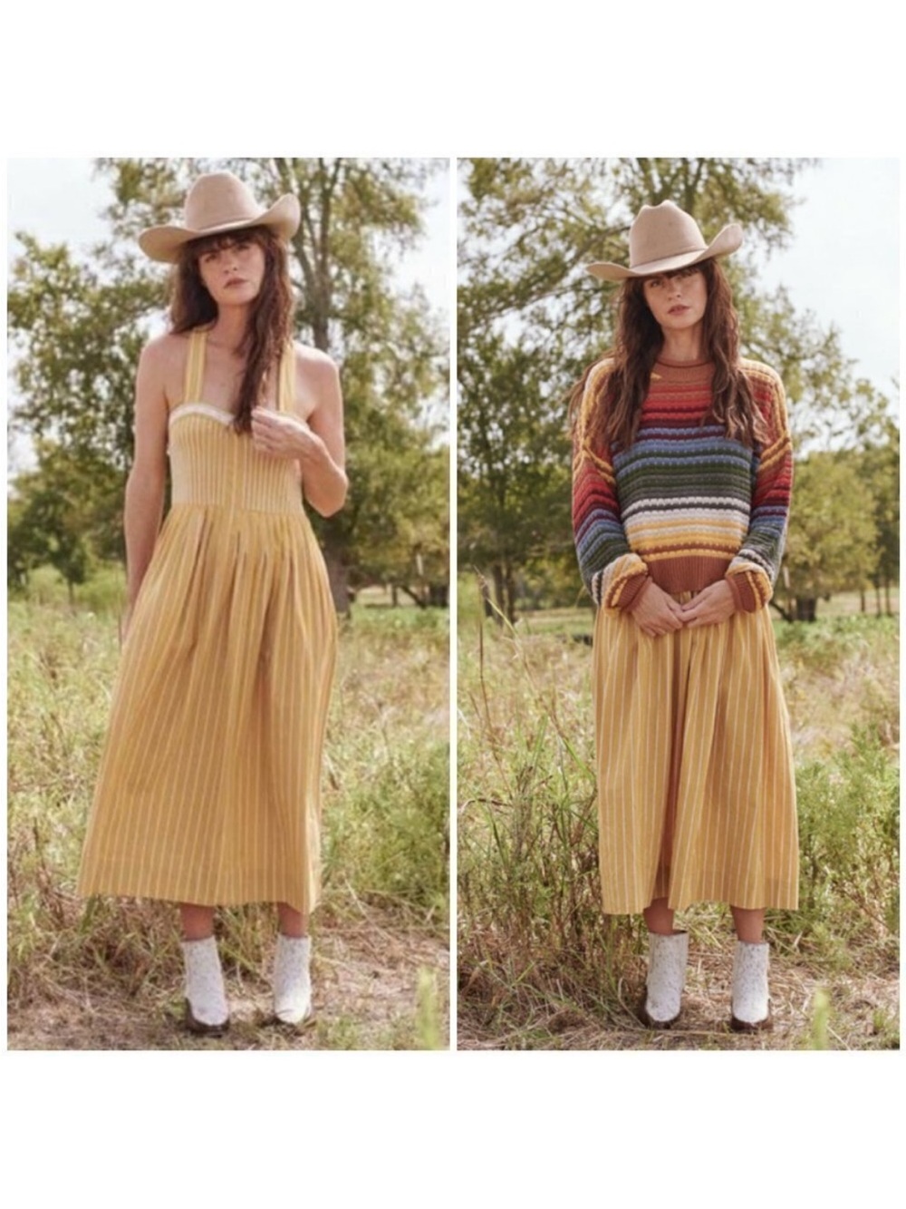 The Great Laurel Striped Midi Dress
